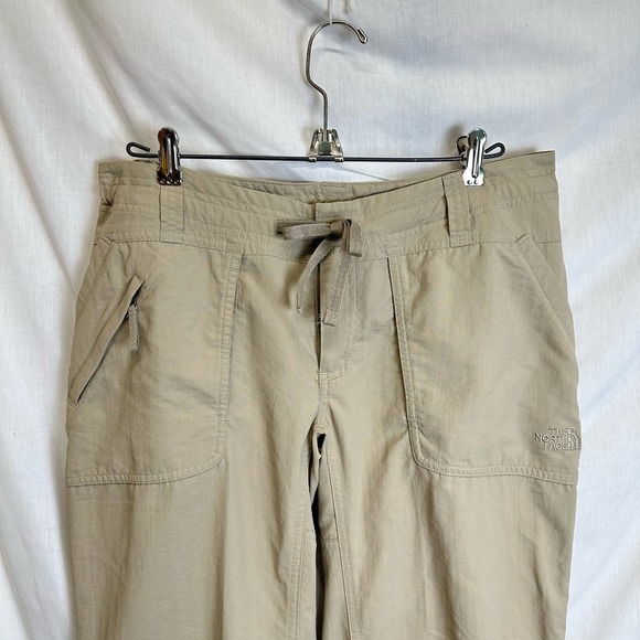 The North‎ Face Hiking Long Pants Women’s 8 (32x32) Khaki Nylon Camping Pull on - Picture 2 of 9